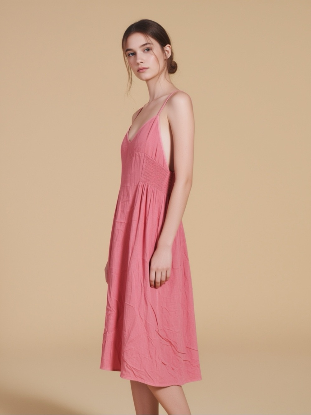 Spaghetti Strap Pink Mini Dress